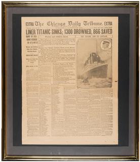 Appraisal: Titanic Newspaper Breaking News of the Sinking of the Titanic