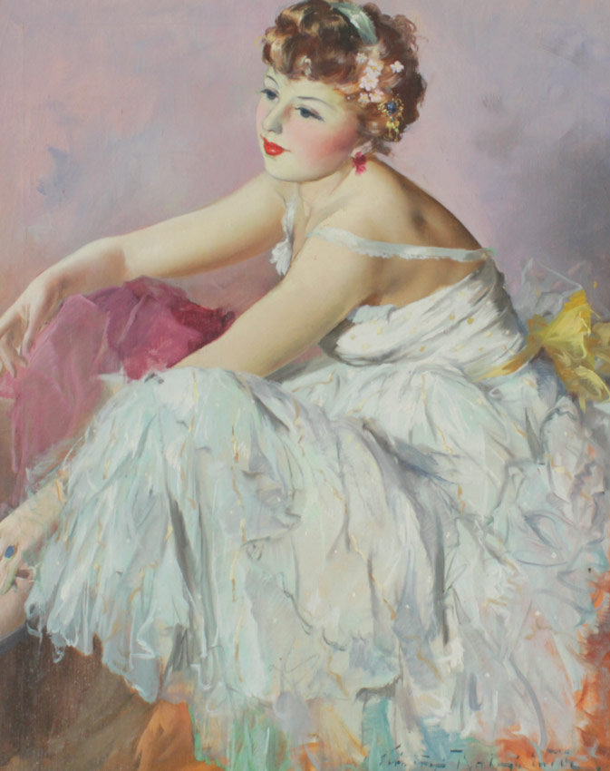 Appraisal: BALOGH Endre Kompoczy Hungarian - Seated Ballerina Oil Canvas ''