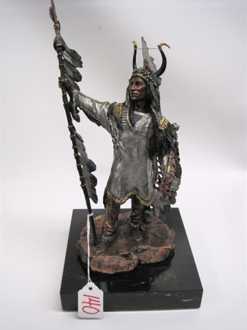 Appraisal: C A PARDELL POLYCHROME METAL SCULPTURE titled Triumphant Legends limited