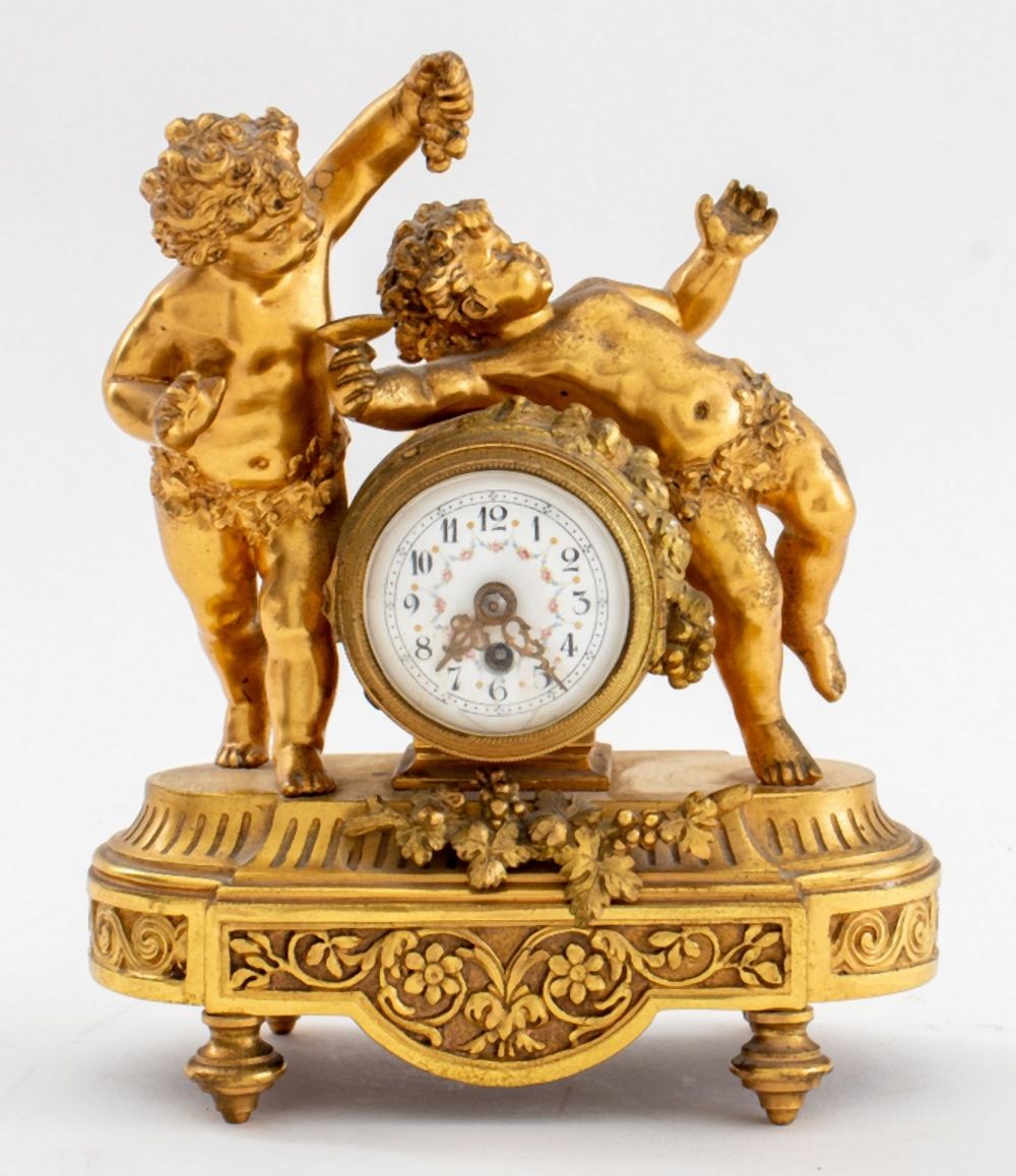 Appraisal: LOUIS XVI STYLE DIMINUTIVE ORMOLU MANTEL CLOCK Louis XVI style