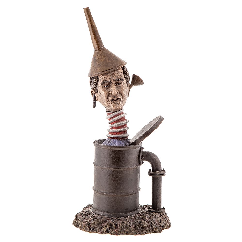 Appraisal: Jim Budde Barrel Fever ceramic sculpture American b Ceramic sculpture