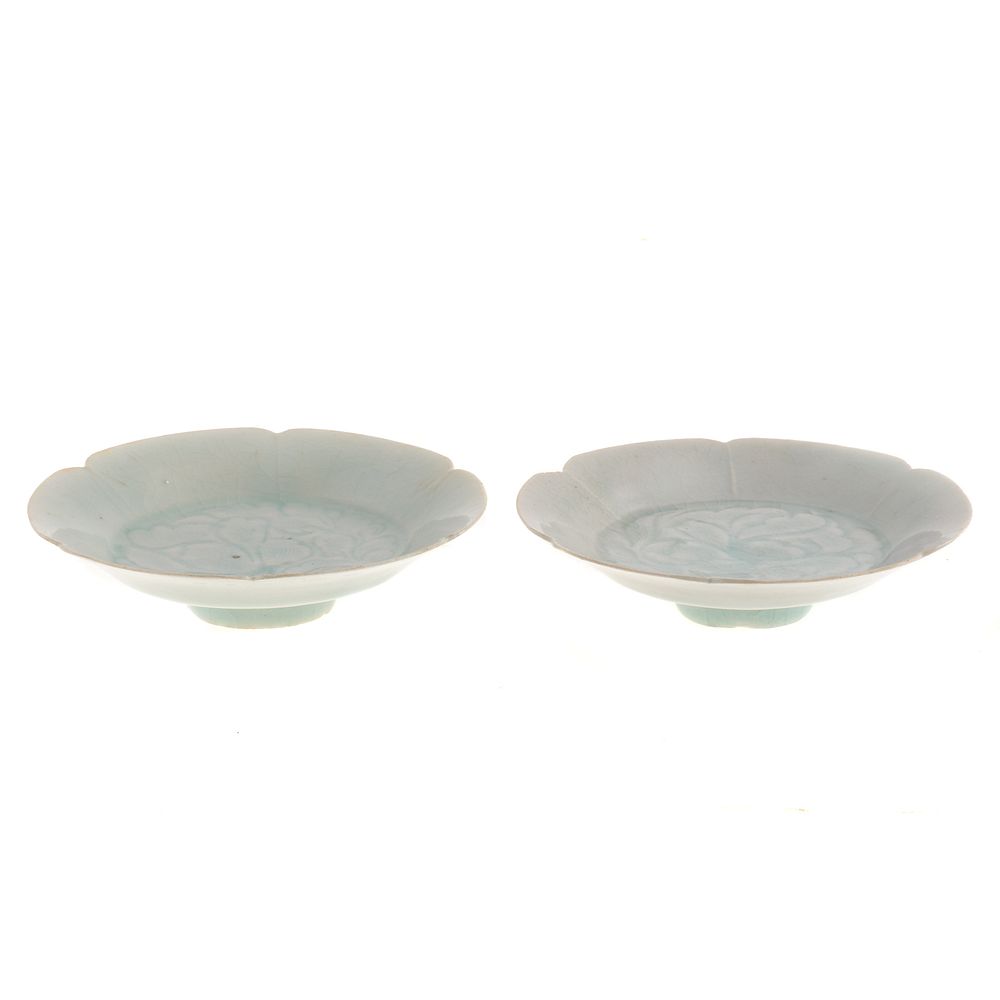 Appraisal: Pair Chinese Qingbai Chrysanthemum Dishes Song Dynasty - A D