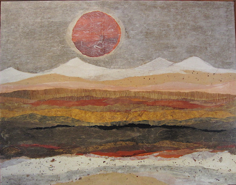 Appraisal: BETTY LOFQUIST PAPER COLLAGE Oregon - A landscape titled Three