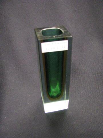 Appraisal: Italian Art Glass Vase emerald amber internal decoration