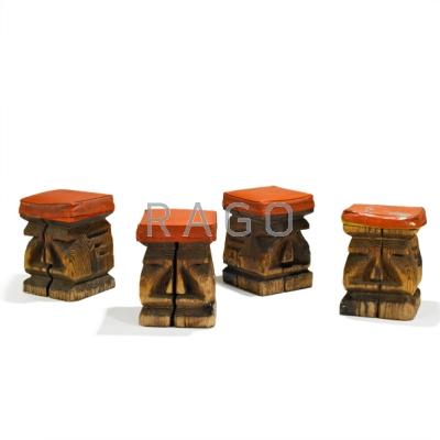 Appraisal: WITCO Set of four Tiki stools USA s Fir and