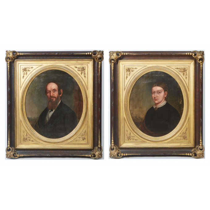 Appraisal: Continental School Portrait of a Woman and Portrait of Gentleman