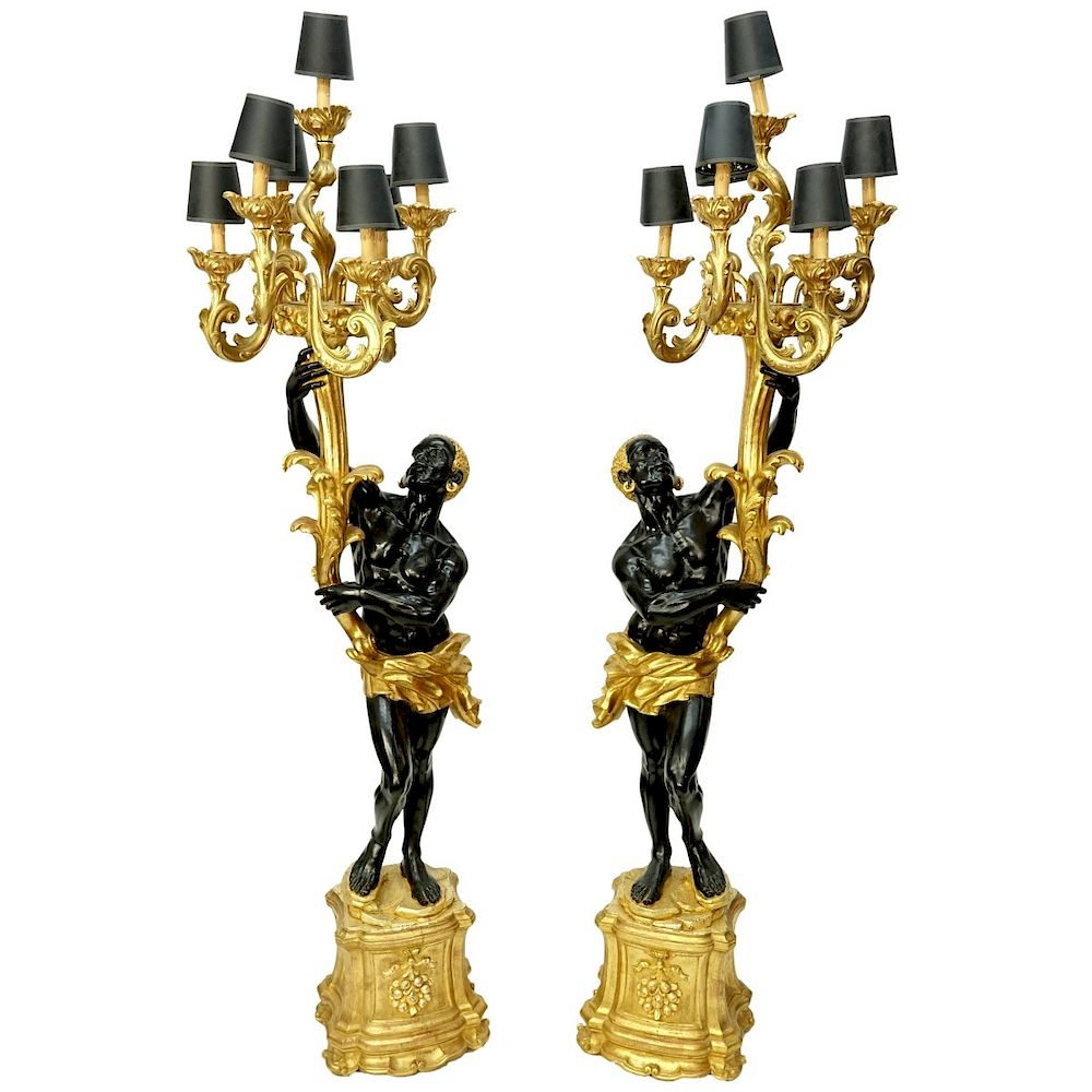 Appraisal: Pair of th C Italian Blackamoor Torcheres Pair of Impressive