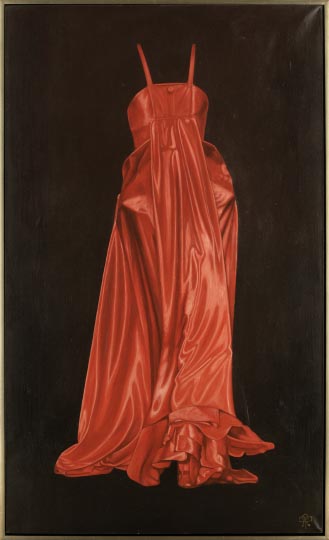 Appraisal: Roland Renaud French Contemporary Roxanne Red Gown oil on canvas