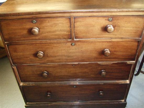 Appraisal: George III mahogany chest of two short and three long