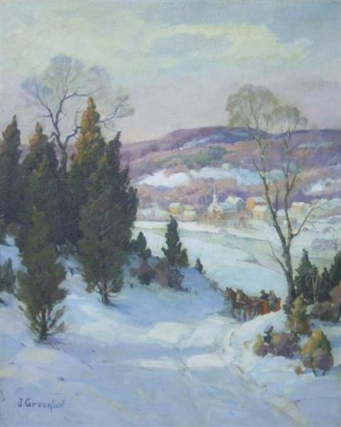 Appraisal: JACOB I GREENLEAF AMERICAN - SNOWSCAPE Oil on canvas x