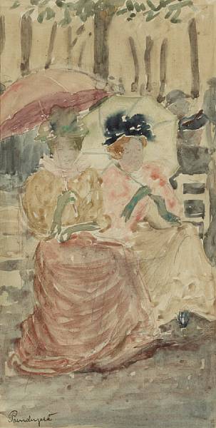 Appraisal: Maurice Prendergast American - Two Women Seated with Parasols in