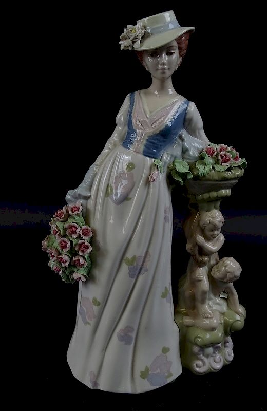 Appraisal: Nadal Lladro Porcelain Women in Dress w Flowers Nadal Lladro