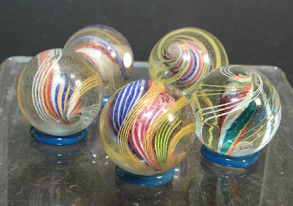 Appraisal: Divided Solid Core Swirled Marbles Handmade marbles includes overall fair