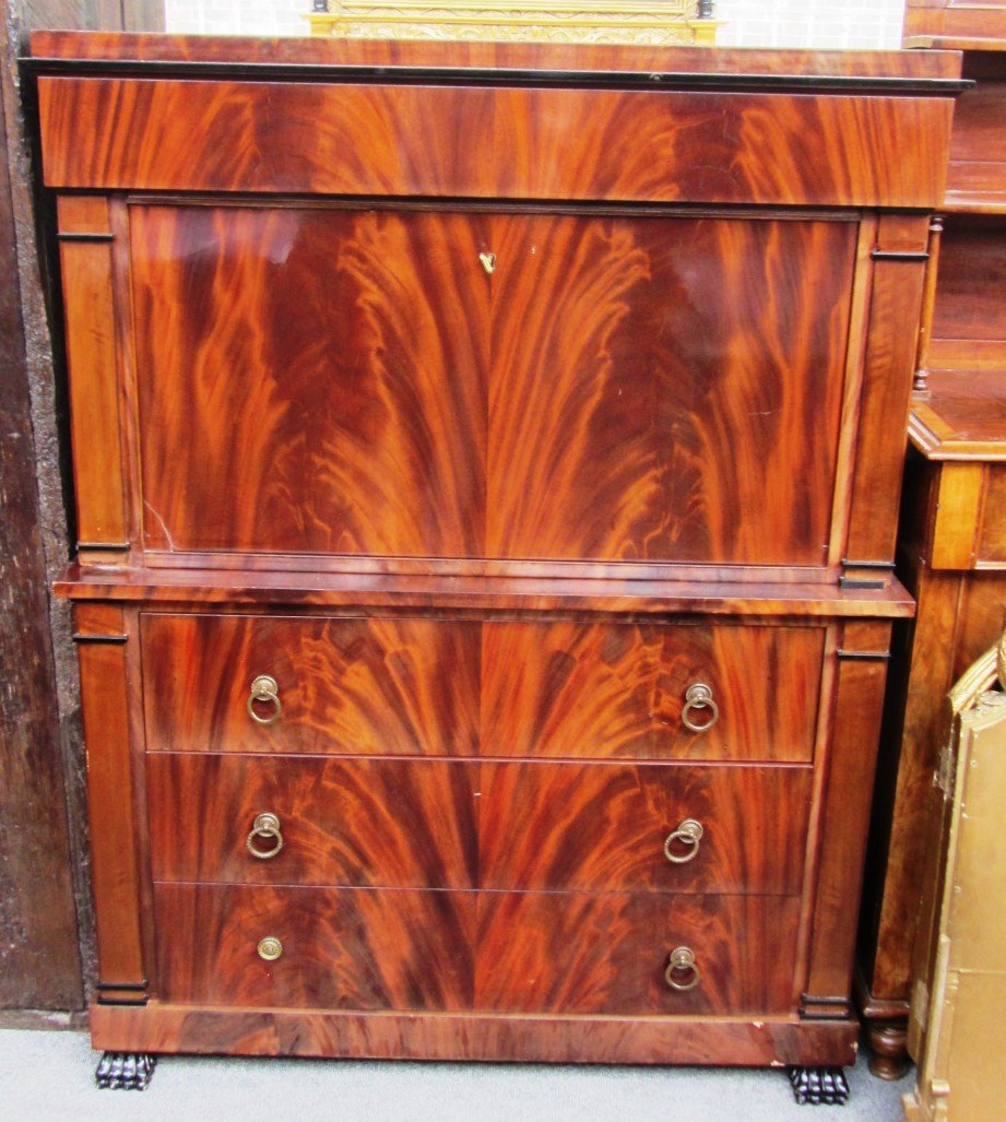 Appraisal: A th century style French secretaire abattant with one long