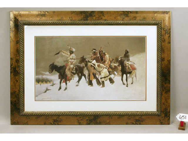 Appraisal: Nicely framed and matted Frederick Remington print x Estimate -