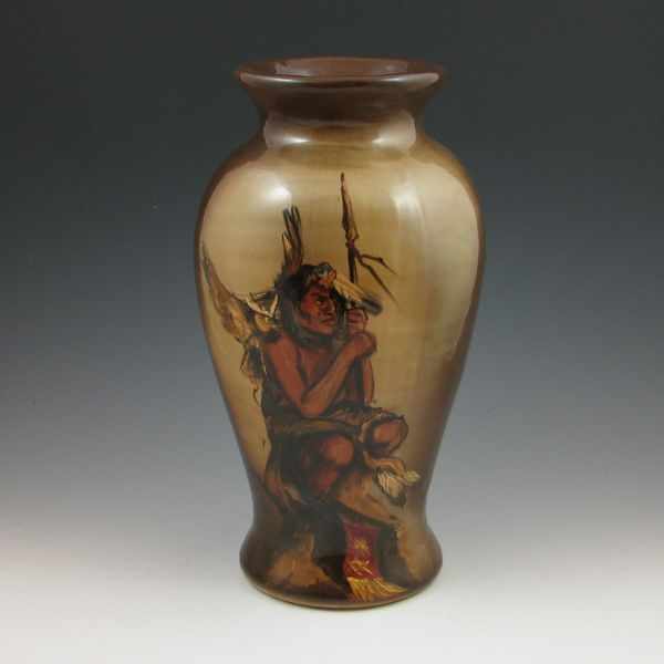 Appraisal: Rick Wisecarver vase with hand-painted Native American Indian with an