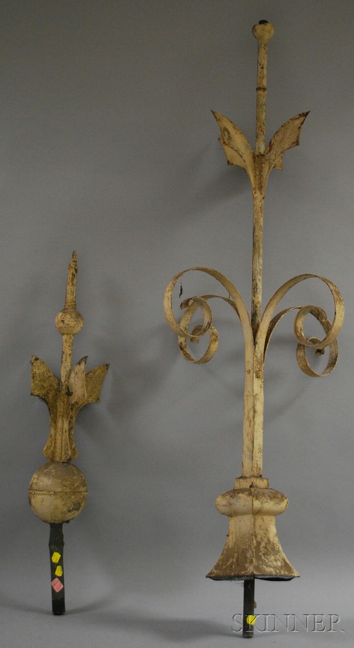 Appraisal: Two th Century Architectural Painted Metal Roof Finials overall ht