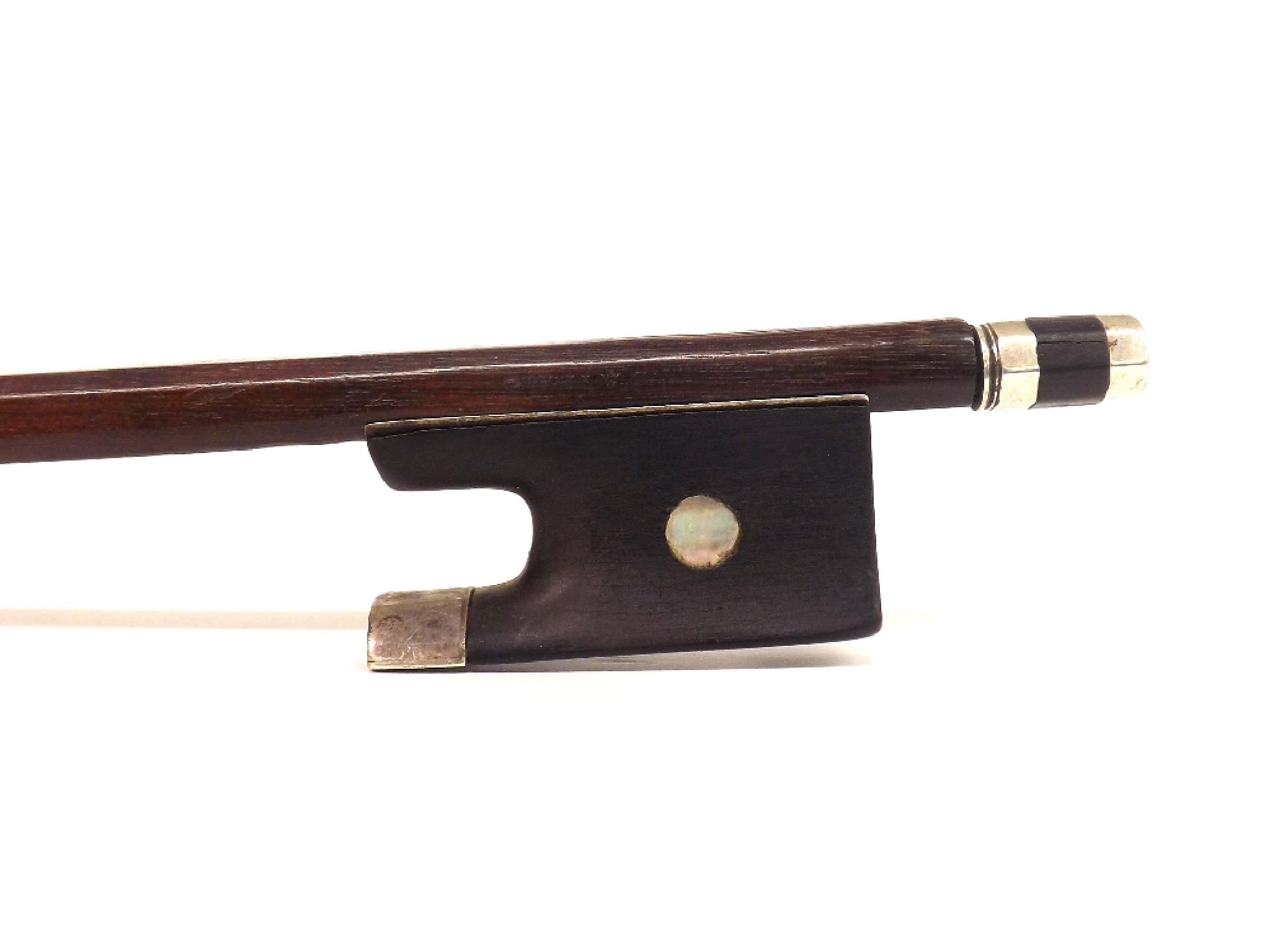 Appraisal: French silver mounted violin bow stamped E Marchand Paris of