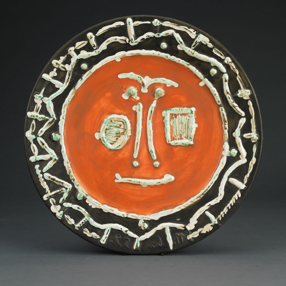 Appraisal: Visage en Gros Relief Pablo Picasso Ceramic Charger impressed MADOURA