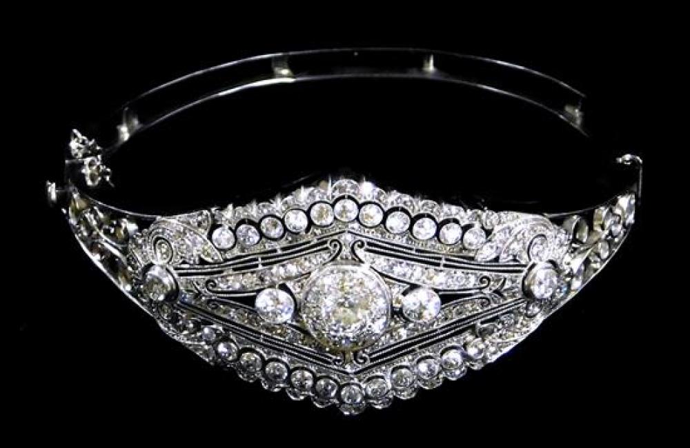 Appraisal: JEWELRY Impressive Platinum Diamond and K White Gold Bangle Bracelet