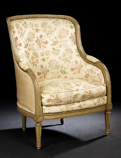 Appraisal: Louis XVI-Style Polychromed Bergere early th century the padded and