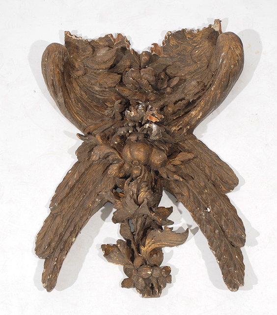 Appraisal: A GILT CARVED PINE ARCHITECTURAL ELEMENT in the form of