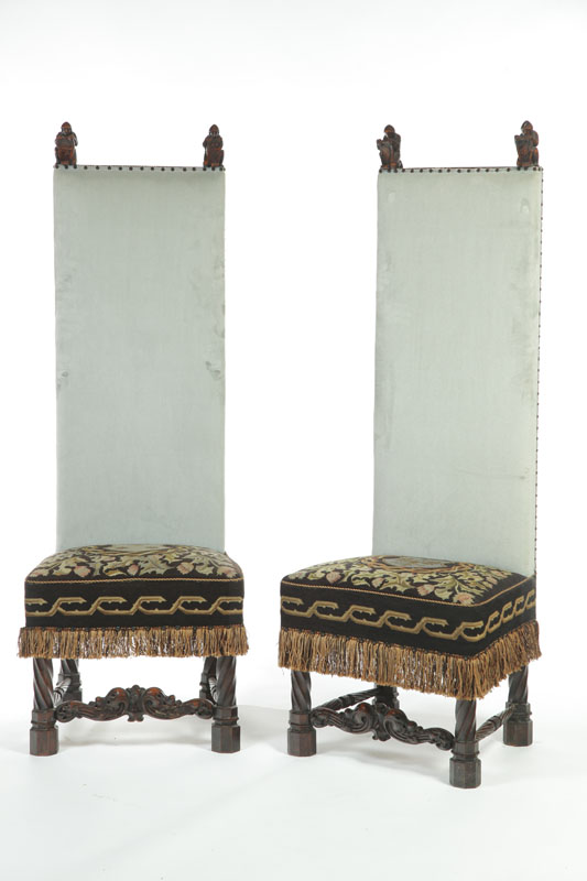 Appraisal: PAIR OF RENAISSANCE REVIVAL HIGH-BACK CHAIRS American or English mid