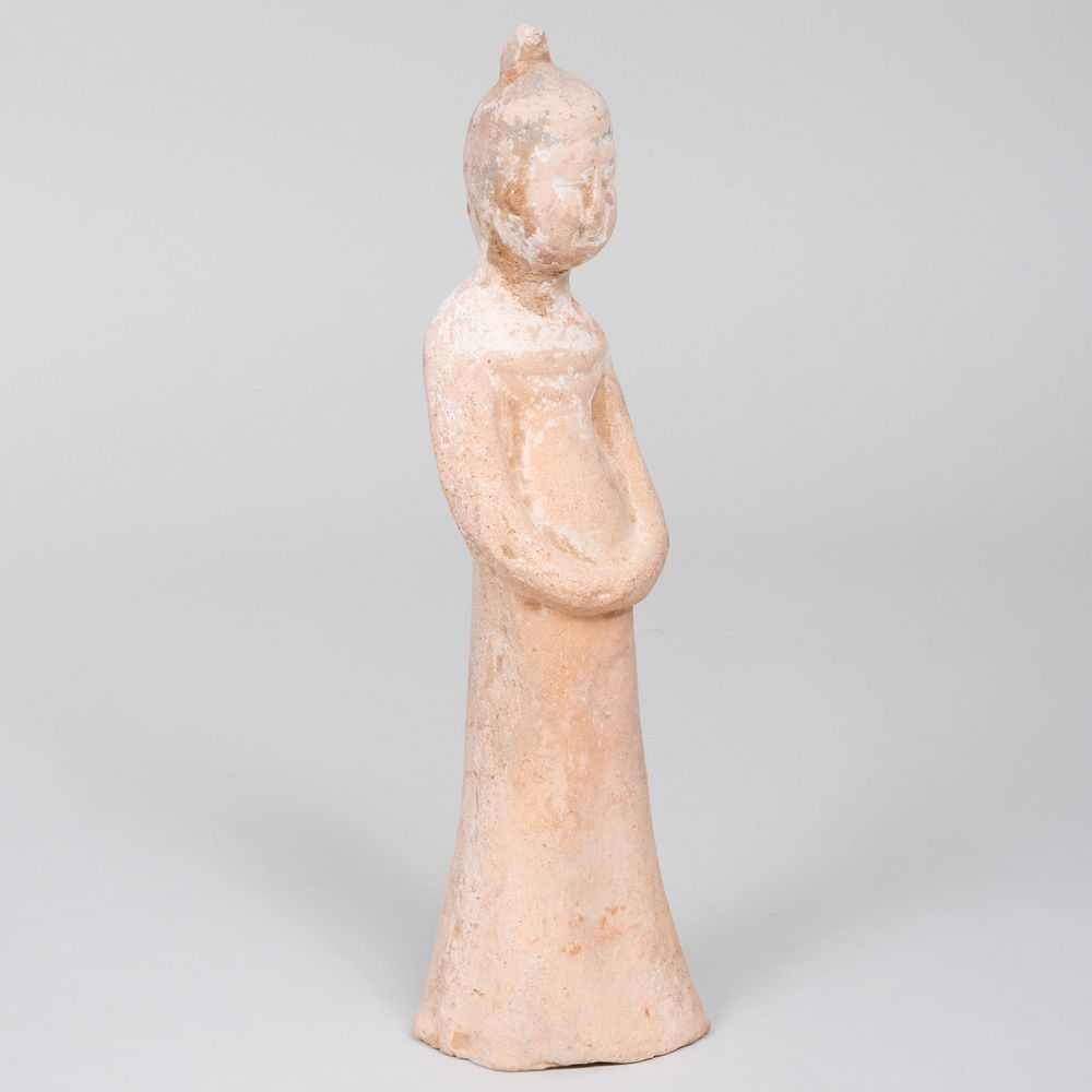 Appraisal: Chinese Tang Style Pottery Standing Figure of a Lady Together