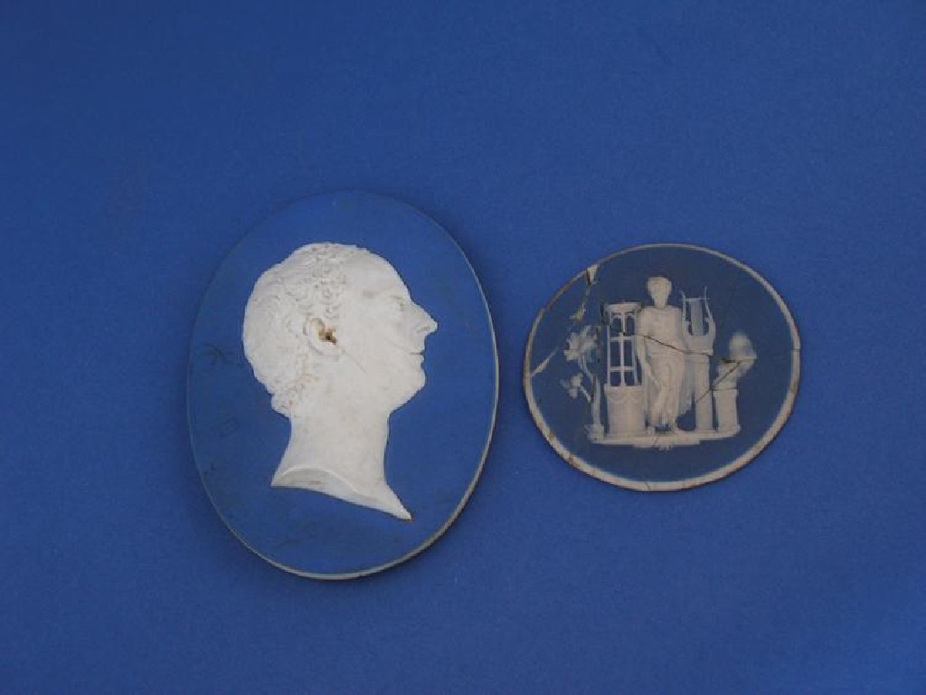 Appraisal: A TH CENTURY WEDGWOOD BLUE JASPERWARE OVAL PORTRAIT MEDALLION of