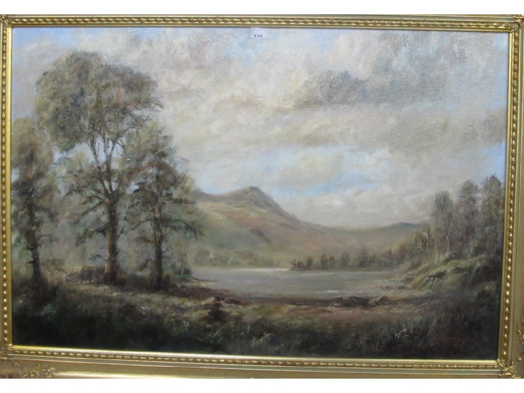 Appraisal: Oil on canvas highland landscape signed and dated