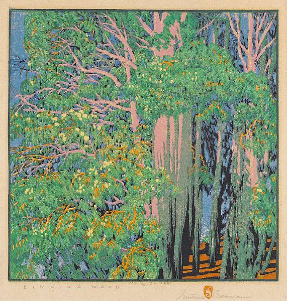 Appraisal: Gustave Baumann German American - Singing Wood Woodcut printed in