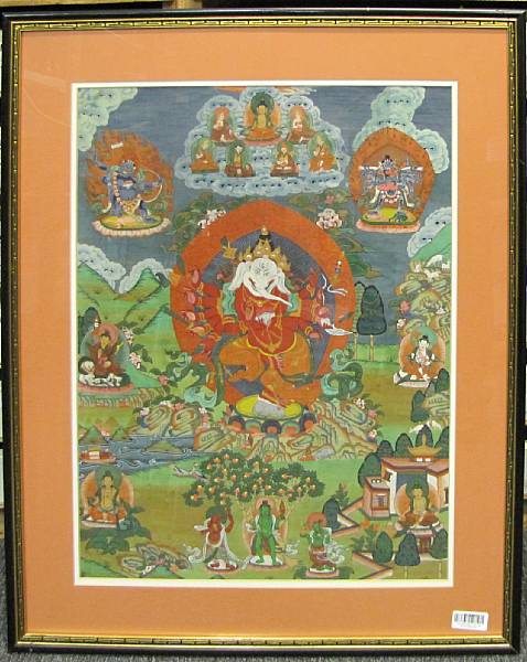 Appraisal: A Himalayan thangka depicting Ganesh th Century Color on cloth