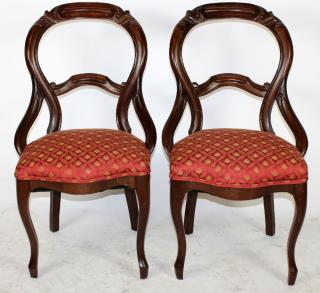 Appraisal: Pair of Victorian mahogany side chairs Pair of Victorian mahogany