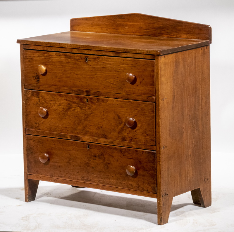 Appraisal: DIMINUTIVE CHEST OF DRAWERS th c Pine Diminutive Three Drawer