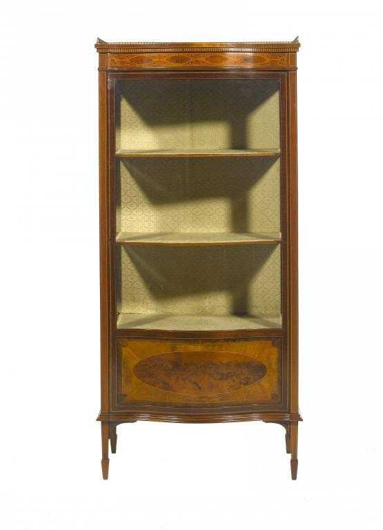 Appraisal: AN EDWARD VII MAHOGANY AND LINE INLAID SERPENTINE CABINET with