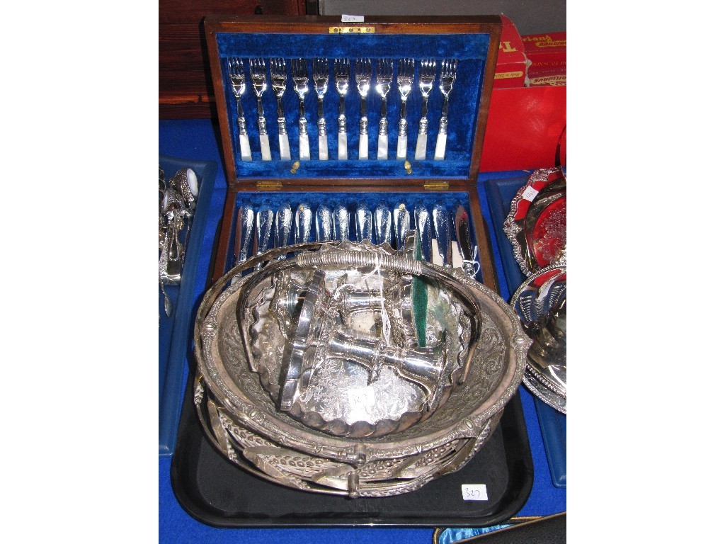 Appraisal: Tray lot of EP - fish cutlery part set baskets