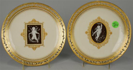 Appraisal: TWO MINTONS PATE SUR PATE CABINET PLATES late th century