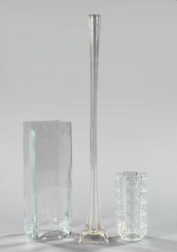 Appraisal: Group of Three Glass Vases consisting of a tall Edwardian