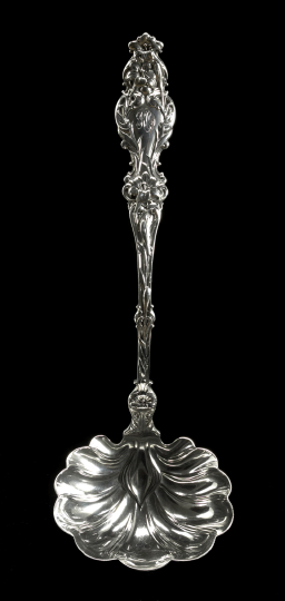 Appraisal: Whiting Sterling Silver Lily -Pattern Punch Ladle the pattern introduced