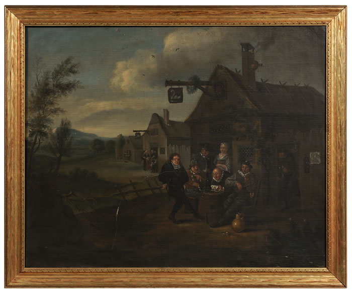 Appraisal: British School early th century Revelers Outside a Tavern with