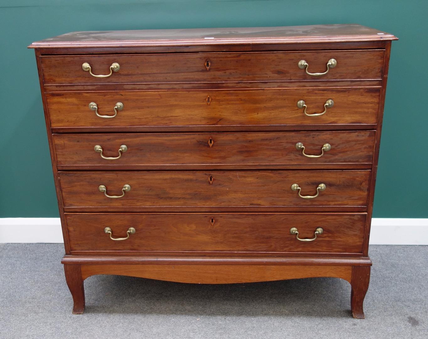 Appraisal: A George III mahogany secretaire the double dummy drawer front