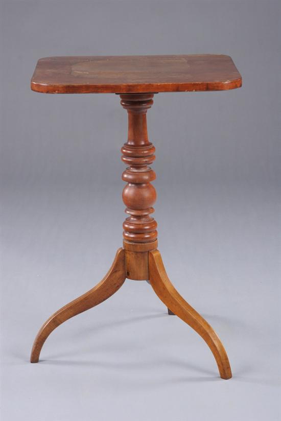 Appraisal: AMERICAN FEDERAL TRIPOD STAND early th century cherrywood Rectangular top