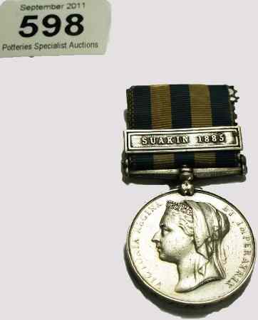 Appraisal: Queen Victoria Egypt Medal with Sukain Bar awarded to PTE