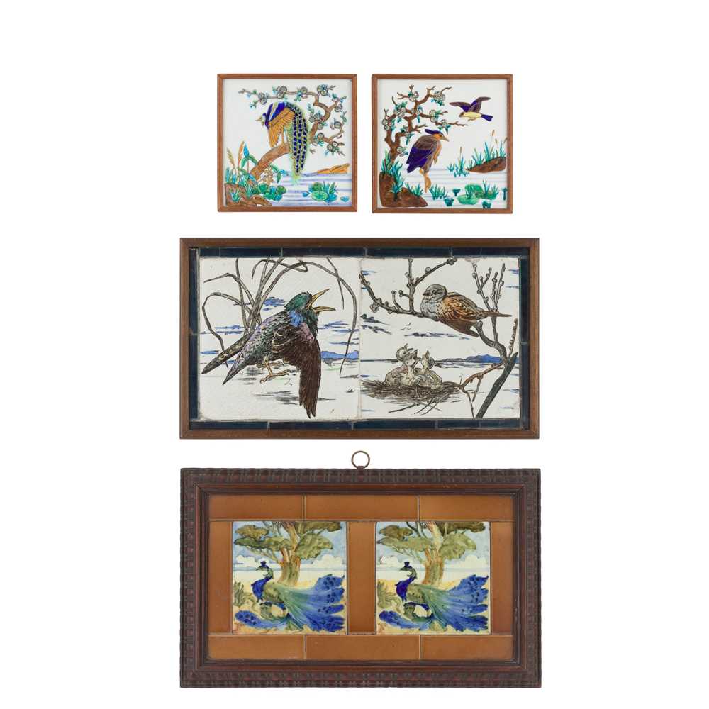 Appraisal: ENGLISH TWO AESTHETIC MOVEMENT TILES CIRCA glazed earthenware later framed