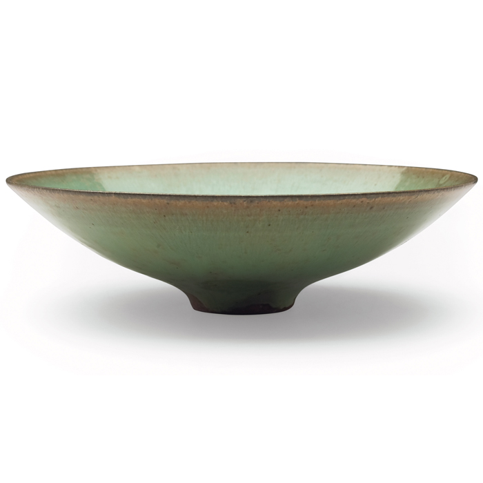 Appraisal: Gertrude and Otto Natzler bowl flaringshape covered in a green