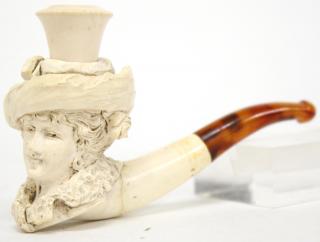 Appraisal: Antique Meerschaum Pipe Figural with Case Antique pipe in carved