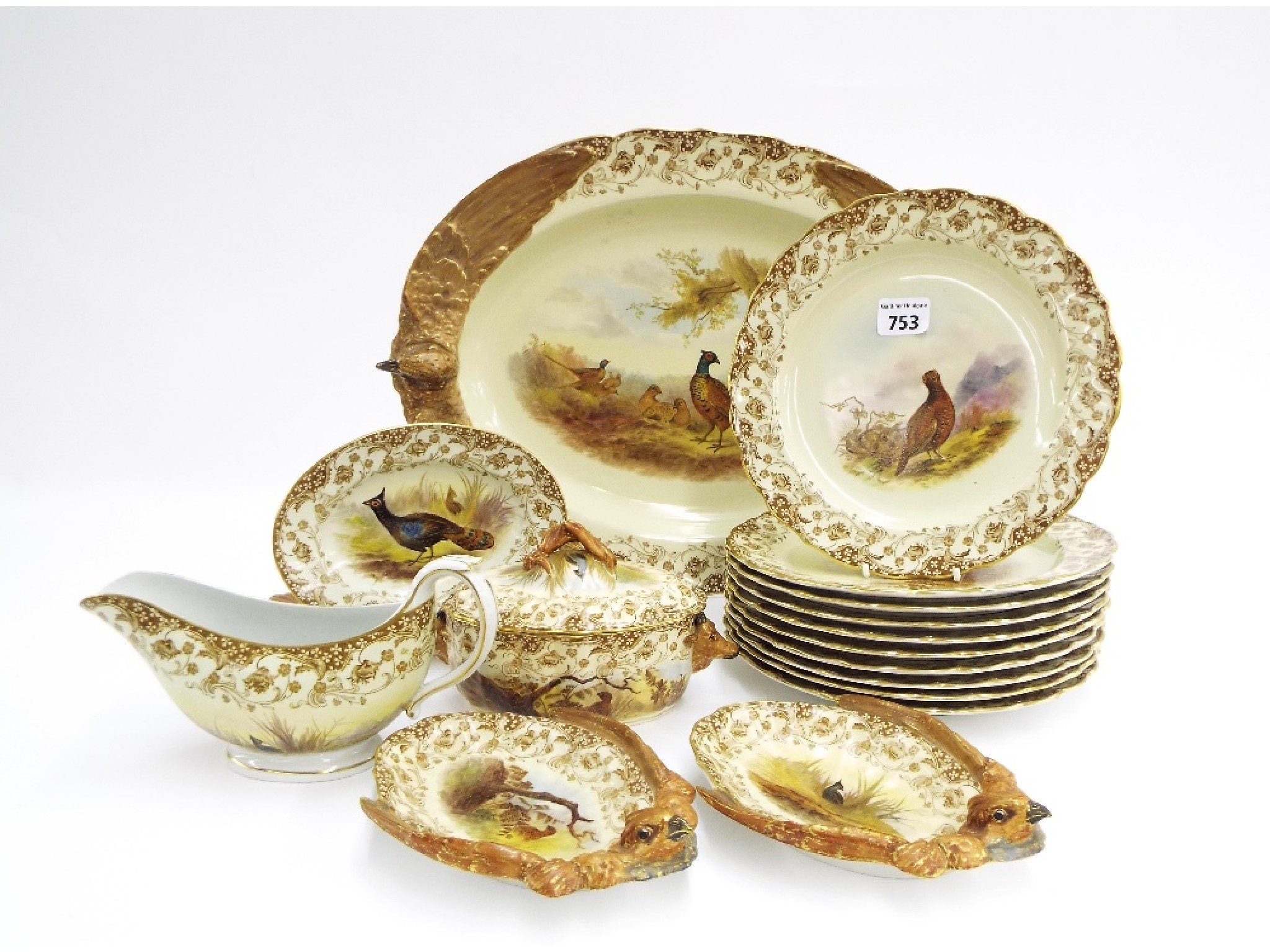 Appraisal: Late th early th century Royal Worcester 'Game' part dinner