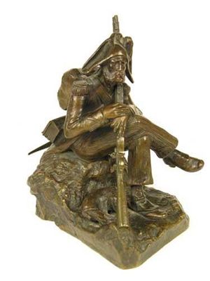 Appraisal: A th century bronze figure of a seated soldier with