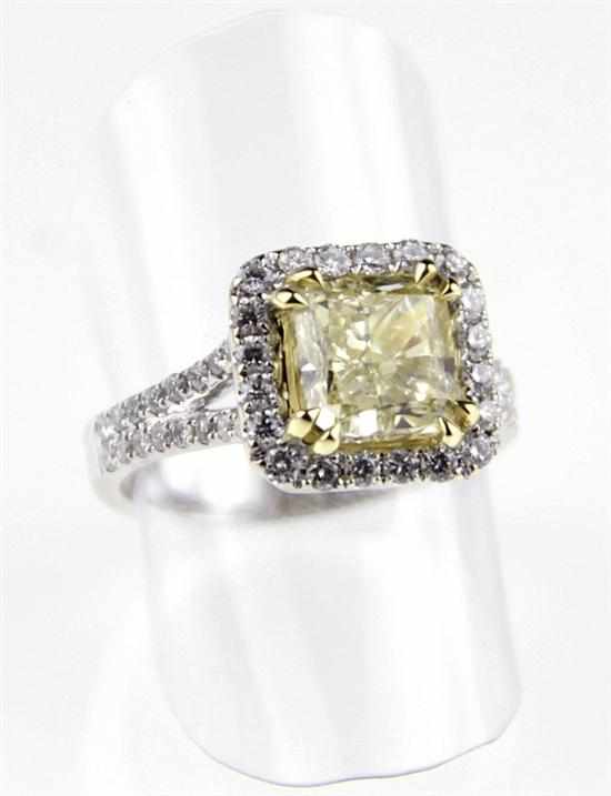 Appraisal: Fancy intense yellow diamond ring ct radiant-cut yellow diamond ring