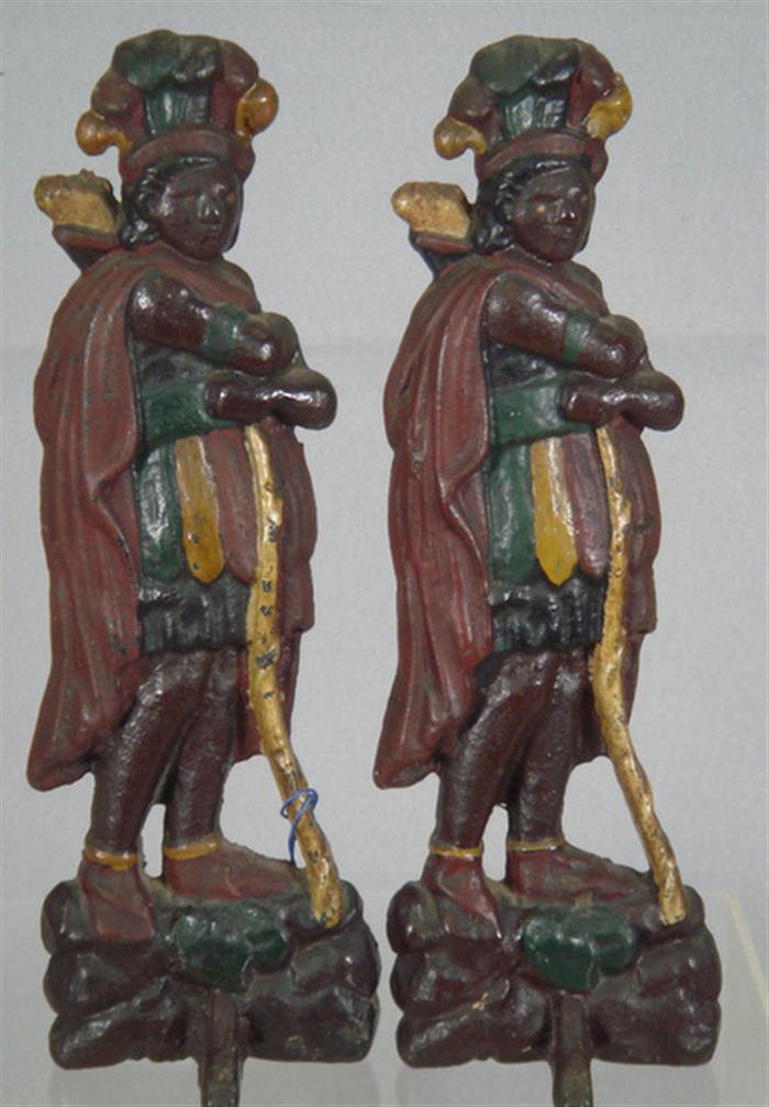 Appraisal: Pair of cast iron Native American doorstops th C tall